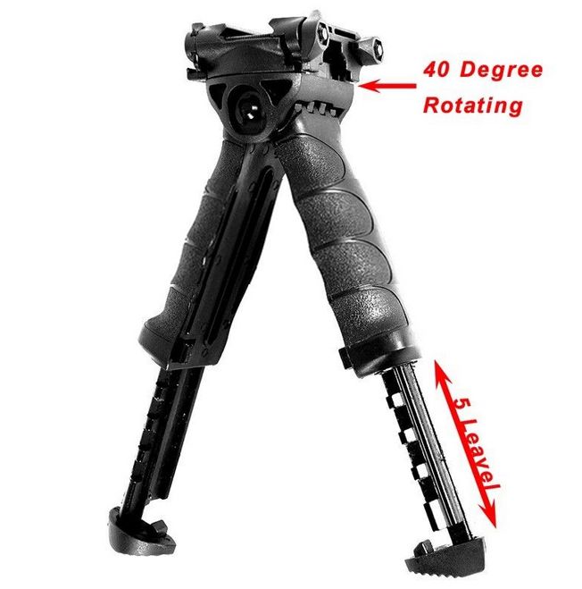 Foldable Foregrip Swivel Bipod 20mm Picatinny Rail For Rifle Rotating Grip
