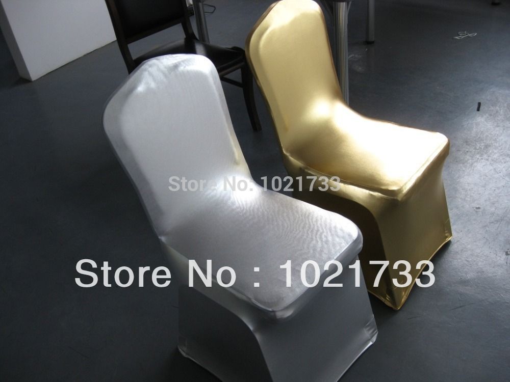 Gold Chair Cover,Metallic Gold And Silver Spandex,220gram,Reinforced