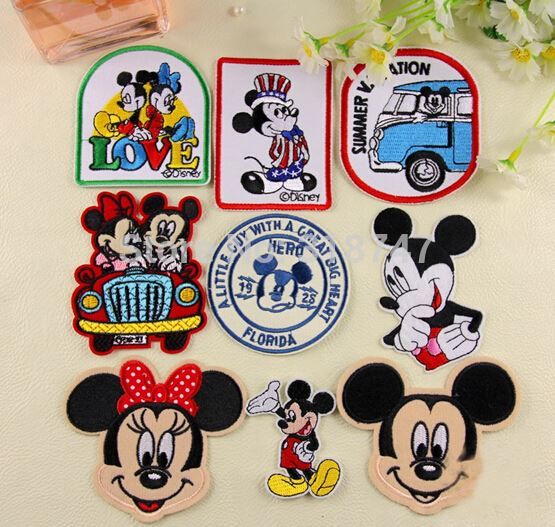 Envío libre 5-10cm Cloth Parches Mouse / Mickey / Minnie DIY Accesorios 12pcs / lot 082007086