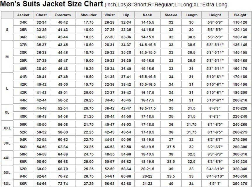 Mens Tie Size Chart