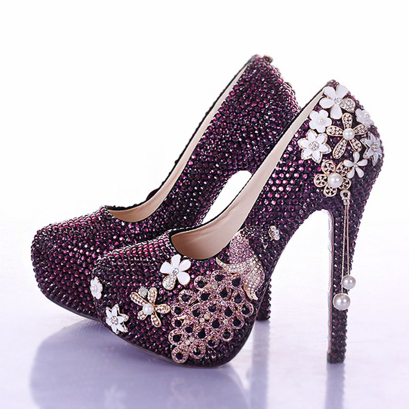 purple rhinestone heels