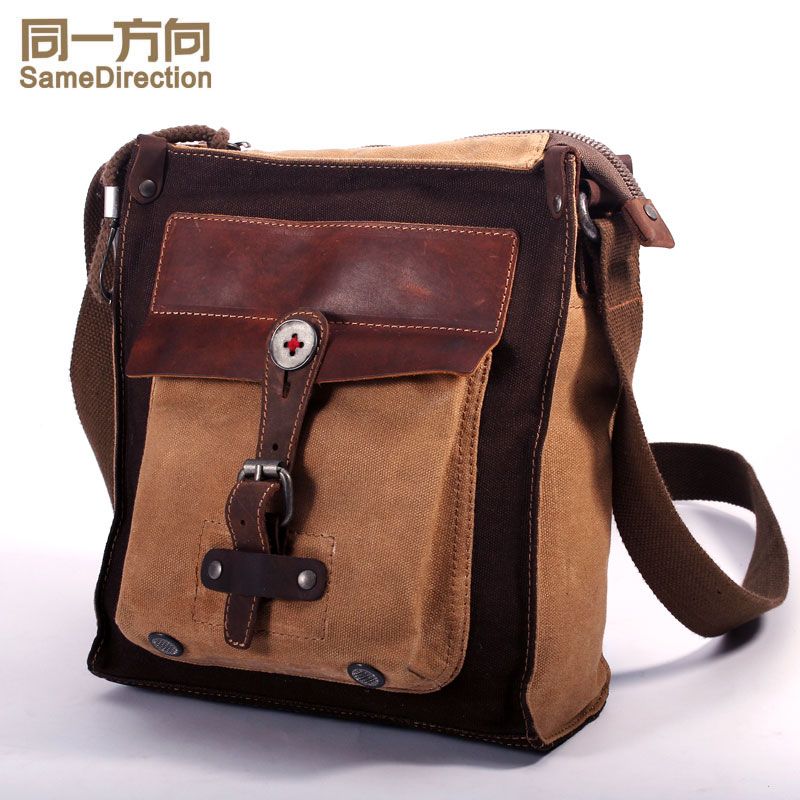 TSD Brand Vintage Canvas Bag Women Crossbody Bags Unisex Front Pocket