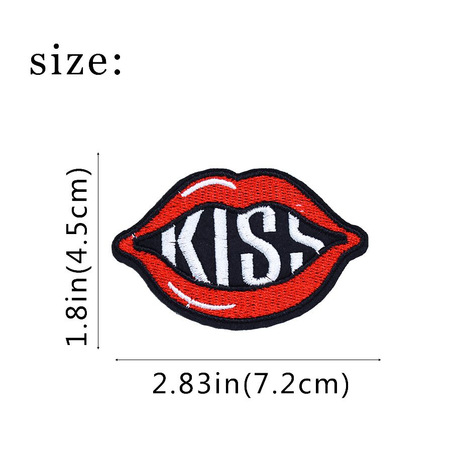 Kiss My Patch Iron On Sew On T Shirt Jeans Jacket Bag Red Lips Embroidered Badge