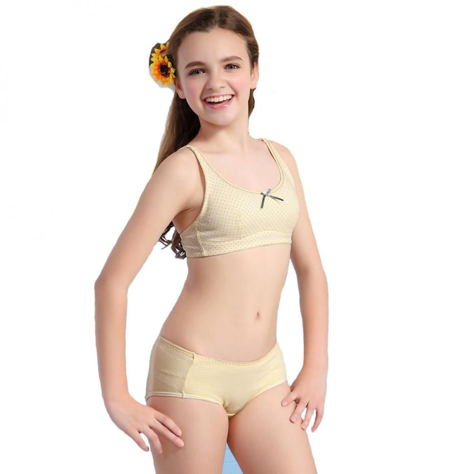 Cheap \2016 Girls Puberty Underwear Sets Dot Health Cotton Bra And ...