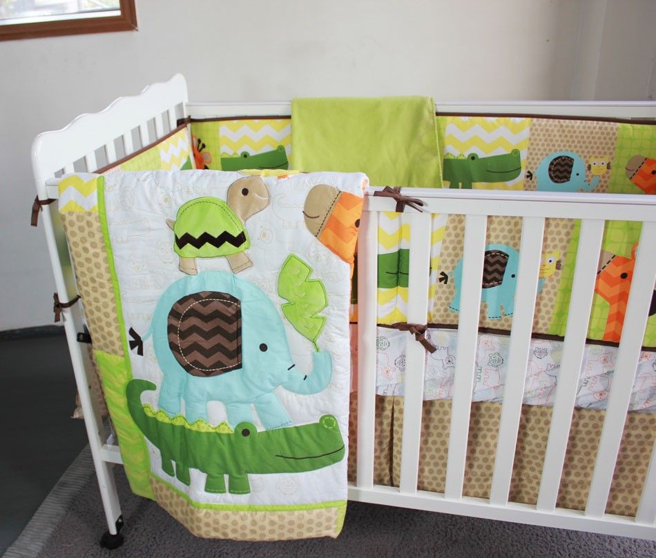 Baby Bedding Sets Embroidery 3d Giraffe Elephant Crocodile