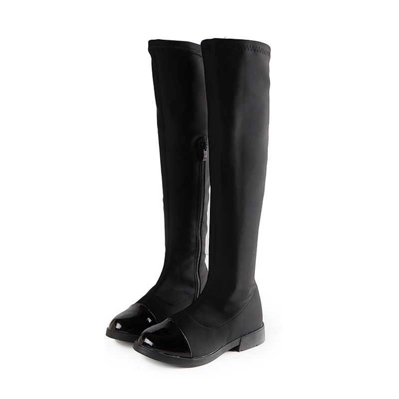 Size30 37 Big Kids Girls Knee Boots 2015 New Fashion Black Stretch ...