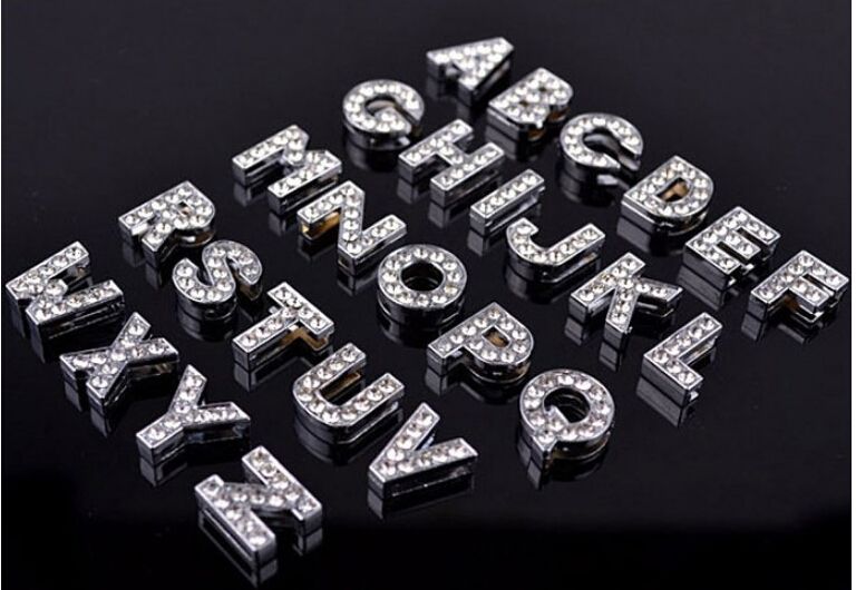 SparkleCraft Rhinestone Letter Charms 8MM/10MM DIY Pet Name Tags