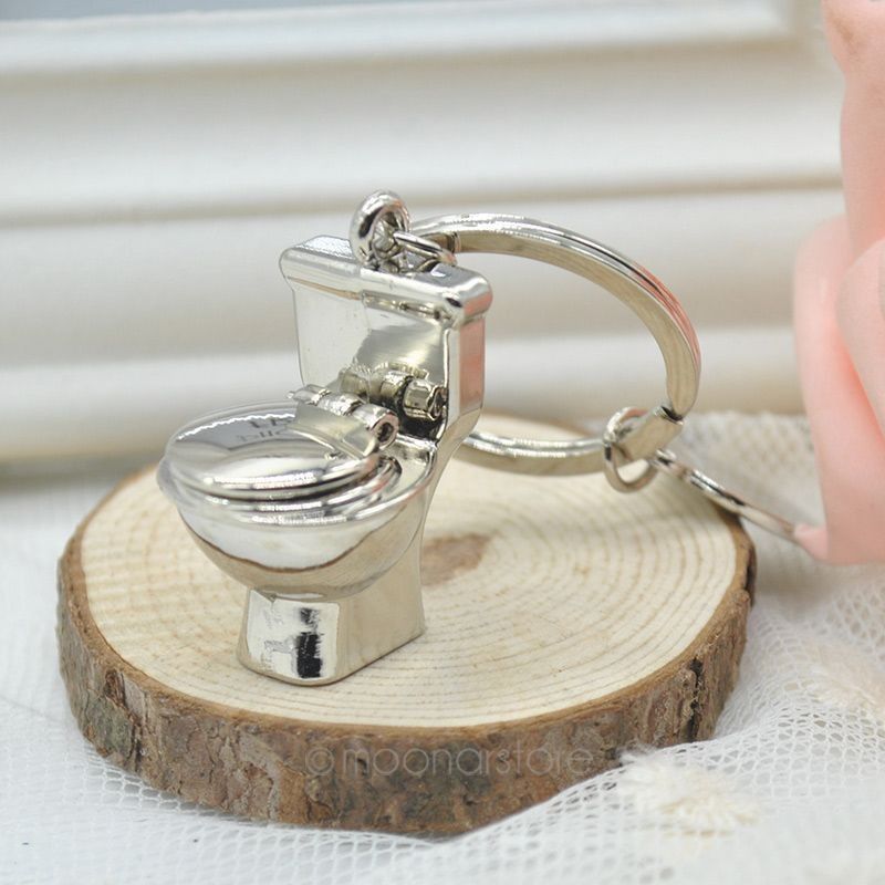 2014 Toilet Key Ring Mini Chain Classic 3D Keychain Bathroom Cute