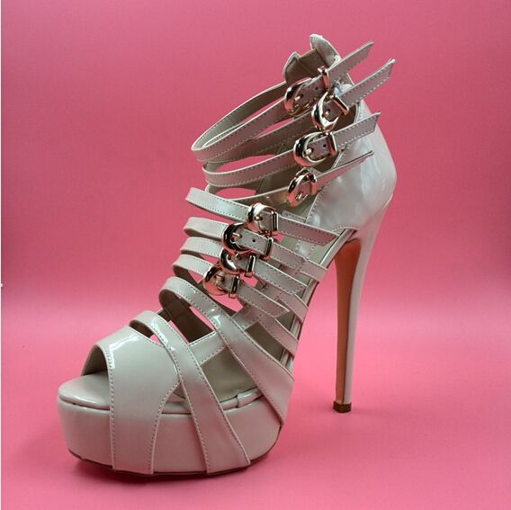 2016 Nude Wedding Shoes For Bridal Buckle Strap Custom Made Fashion Ladies Party Sandals High 