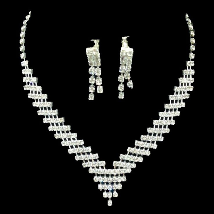 Cheap Wedding Bridal Jewelry Sets Girls Earrings Necklace Crystals