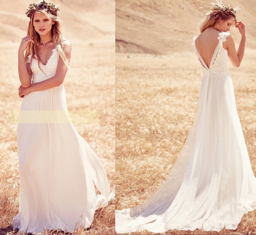 Acquistare Abito Da Sposa Stile Country Francese In Pizzo E Chiffon Stile  Western 2017 Abito Da Sposa Stile Bohemien Della Spiaggia Aperto Indietro  Economico | Consegna Veloce E Qualità | DHgate Italy
