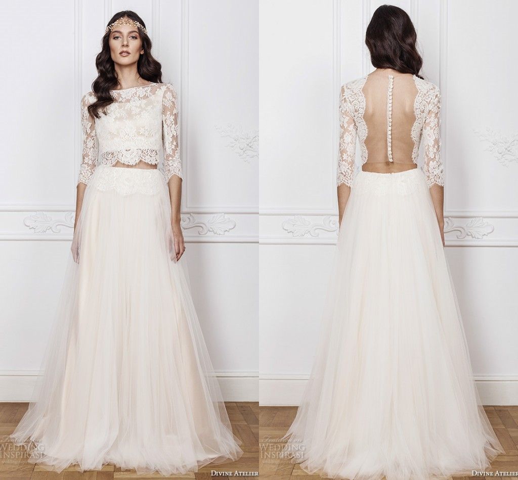 lace crop top wedding dress