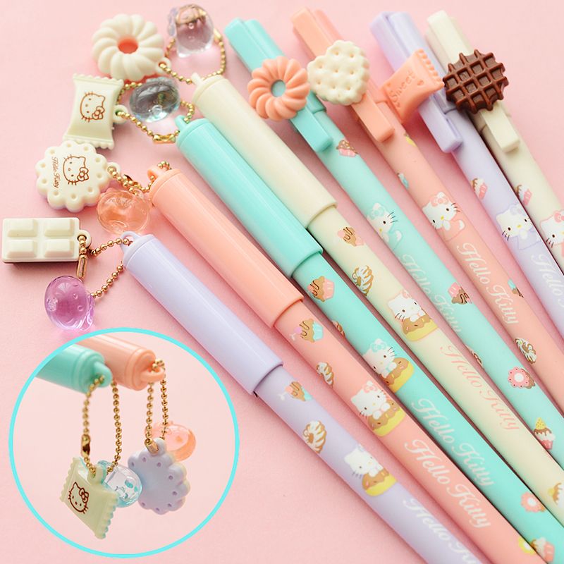 4pcs/lot Hello Kitty Dessert Gel Pen  Pens for writin Kawaii Stationery 