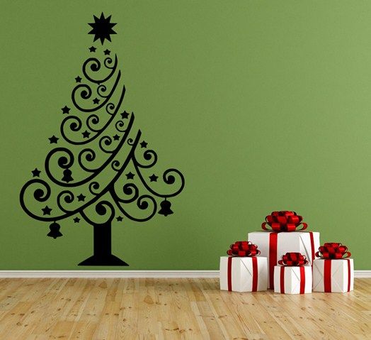 Merry Christmas Tree Wall Decal Home Livingroom Art Decor Wall Mural Christmas Tree Pattern Wall Stickers MC012 Decorative Stickers For Wall