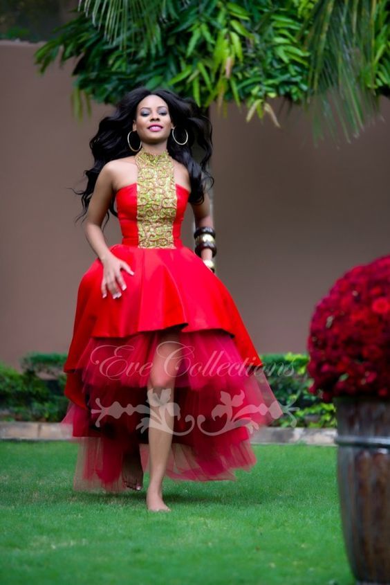 yellow and red prom dresses