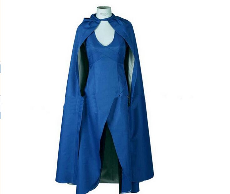 Jogo de Tronos Daenerys Targaryen Khaleesi Cosplay Costumes vestido azul manto capa Mãe de Dragões Halloween Jogo de Tronos Daenerys Targaryen Khaleesi Cosplay Costumes vestido azul manto capa Mãe de Dragões Halloween