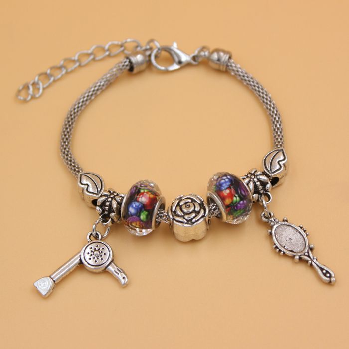 New Arrival Charm Bracelet European Bead Pdr Mirror Charm Hair