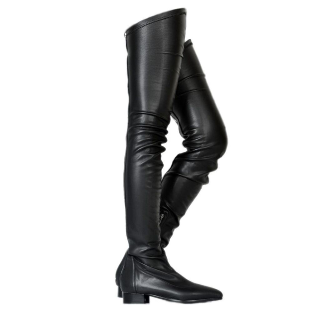 Stivali Alti alla Coscia In Ecopelle Scamosciati con Strass Tacco Alto 10  cm |JU991
