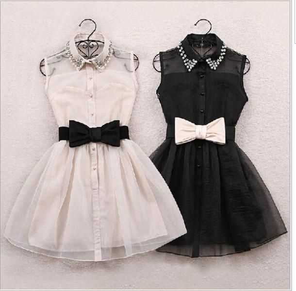 white dress black bow