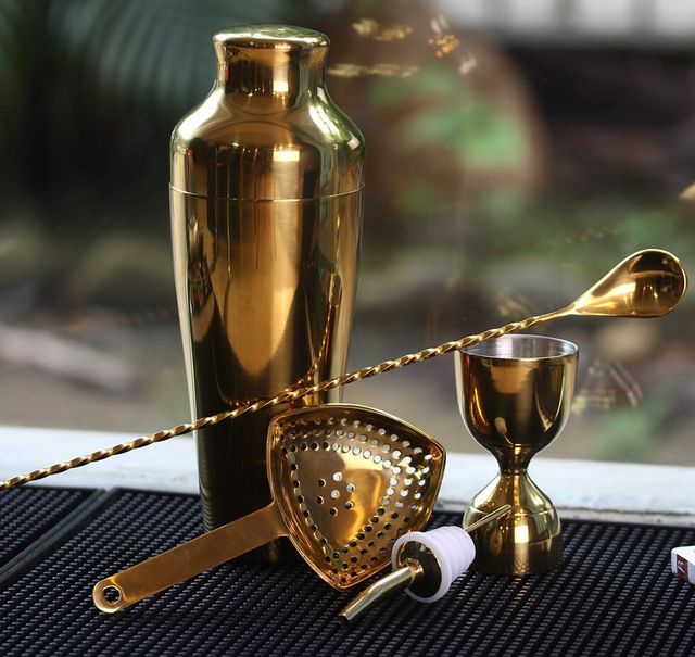 2021 Golden Bar Tools Set Cocktail Shaker Stirring Spoon 2016 Measuring
