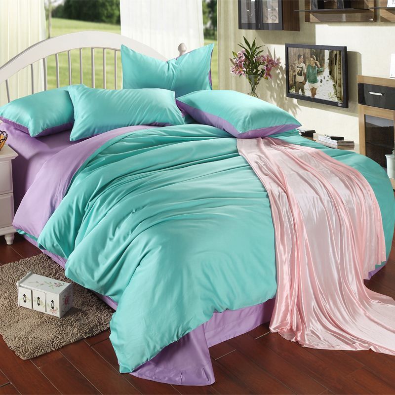 Luxury Purple Turquoise Bedding Set King Size Blue Green Duvet