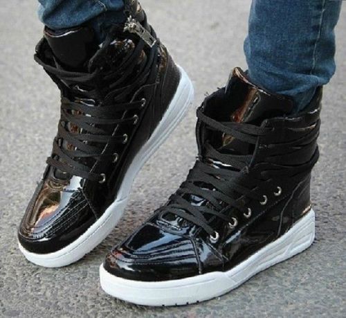 Mens Lace Up Punk Rock Zip High Top 