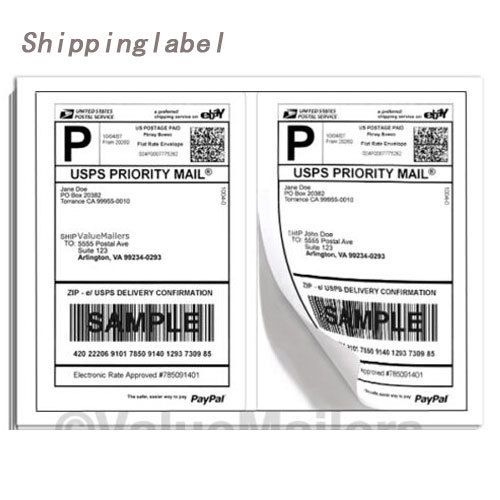50 Half Sheet Internet Shipping Labels Fast Peel  PayPal 8.5 x 5.5 