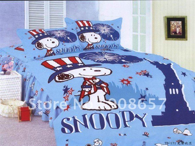 2020 100 Cotton Blue Snoopy Lovely Cartoon Pattern Single