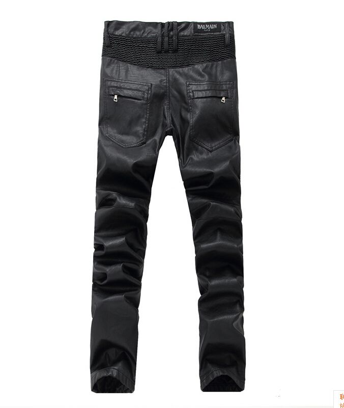 2020 BALMAIN Jeans Balmai Hot Mens Black Leather Pants Kanye Skinny BP ...