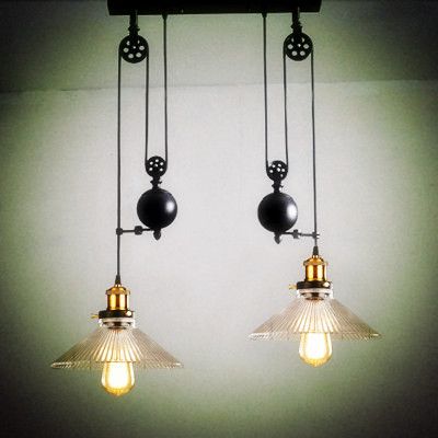 Up Down Dining Room Vintage Pulley Lamp Kitchen Light Rise Fall Glass Shade Chandelier Industrial Lighting Bar E27 Edison Pendant Lamps Indoor