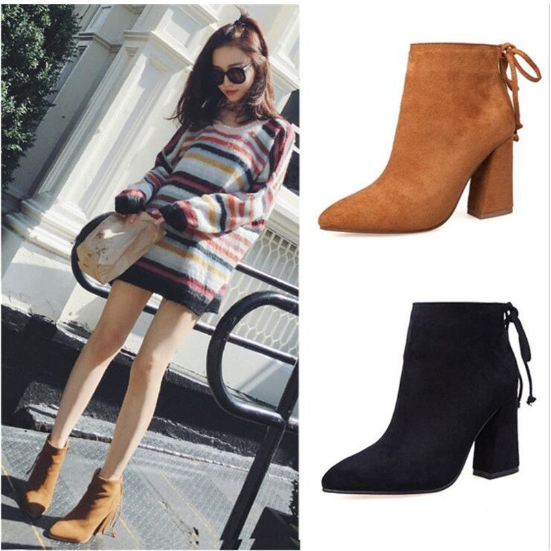 ladies black heeled ankle boots