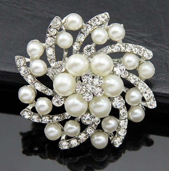 silver wedding brooch