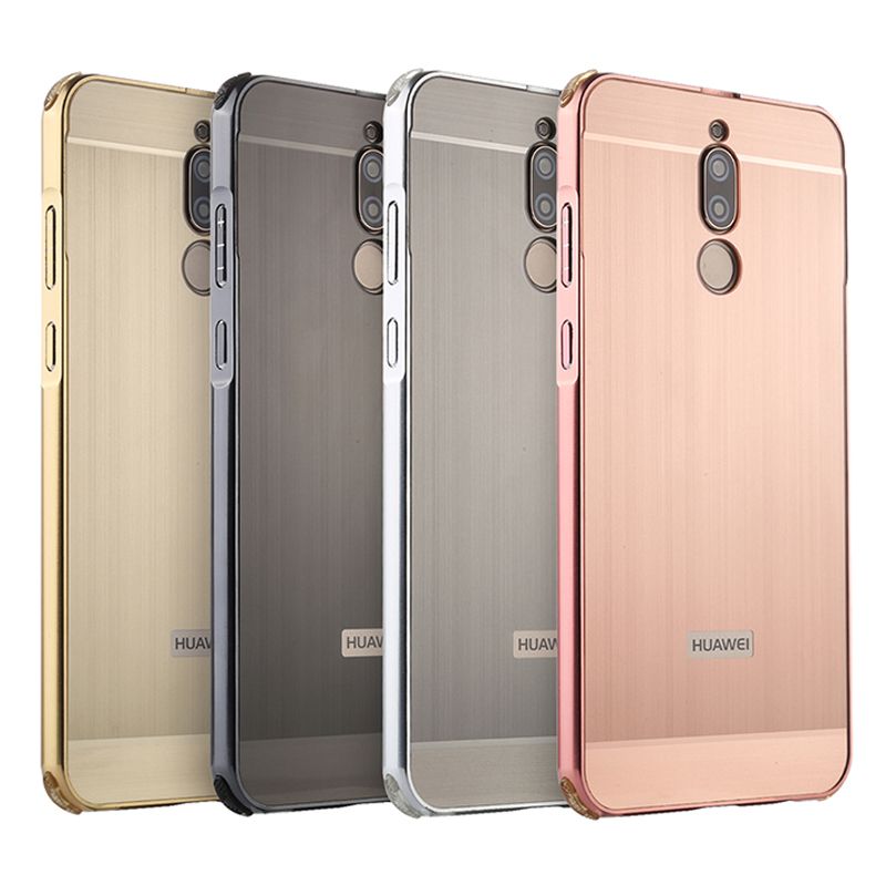 Para Huawei 10 Lite Case Maimang 6 estuche duro de contraportada cepillado con chasis de metal plateado para Huawei Mate 10 Lite 5.9 ''