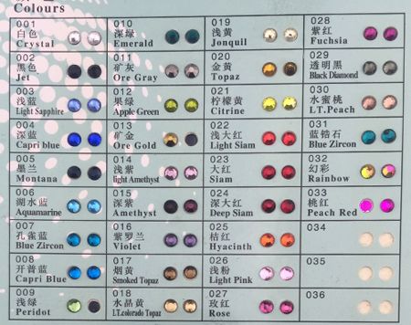 Dmc Rhinestone Color Chart