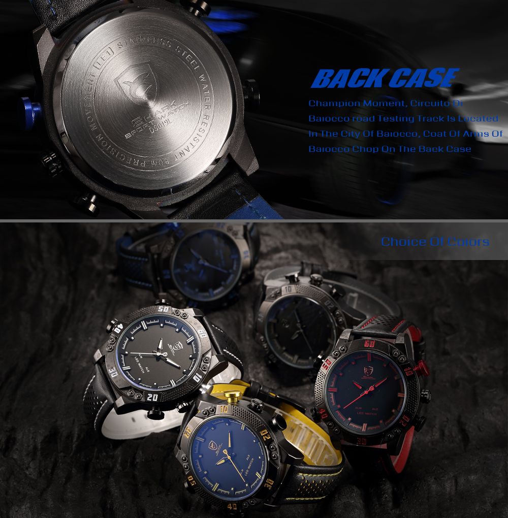 Kitefin Shark Luxury Brand Sport Watches Men Relogio Masculino Dual