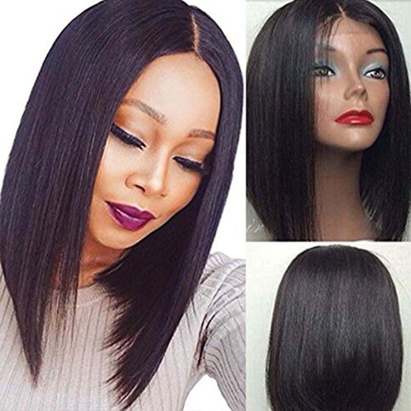 Black Short Bob Haircuts Soft Silky Straight Wigs Japan Fiber