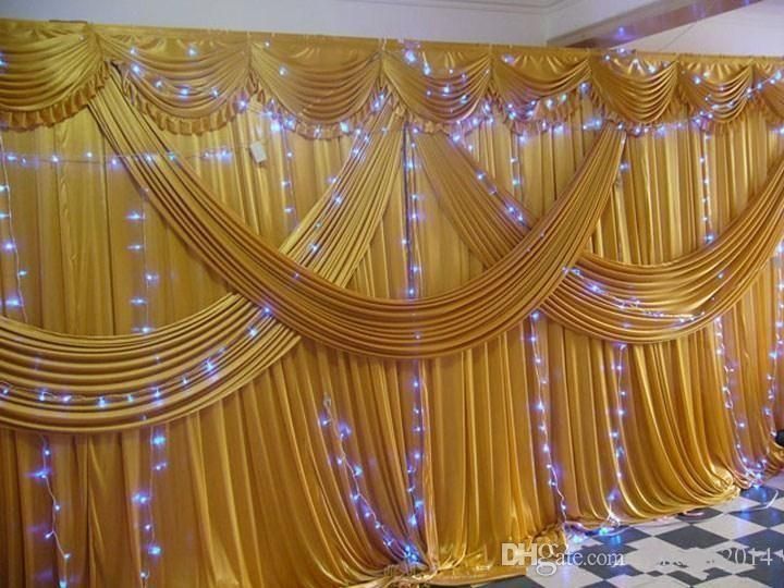 A Set 3x6m Luxury Wedding Backdrop With Multiple Gold Drape