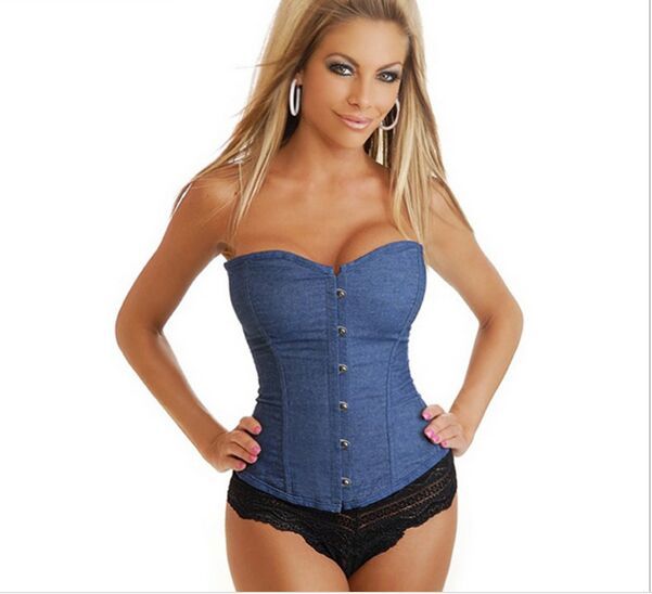 plus size denim bustier