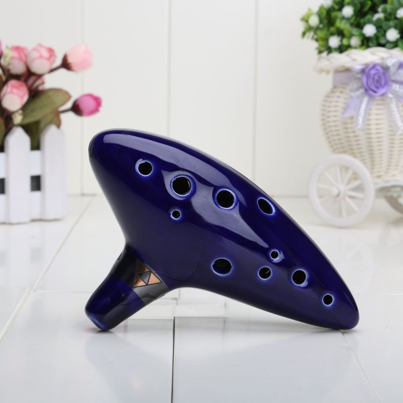 Legend of Zelda 12 fori di Ocarina of Time di link flauto COSPLAY BLU