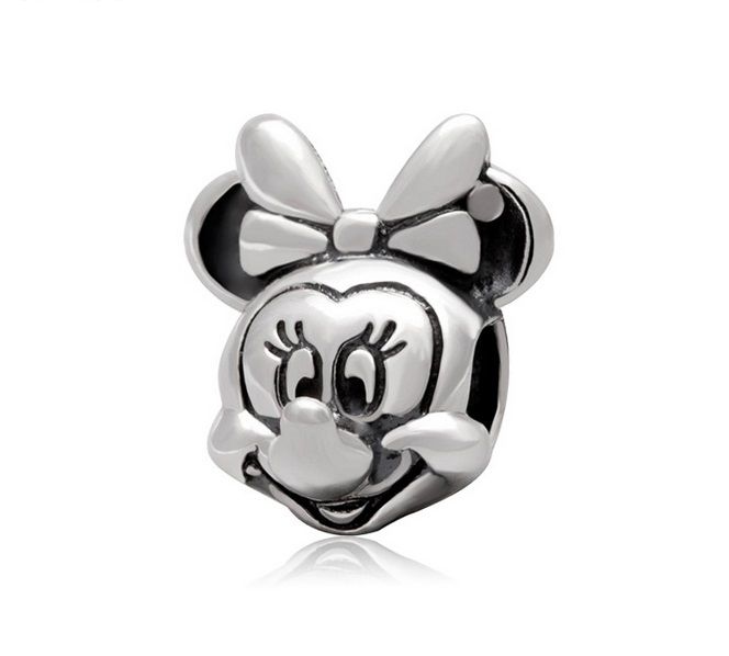 Disney Minnie Mouse face charm sterling silver 925 fits European bracelets 