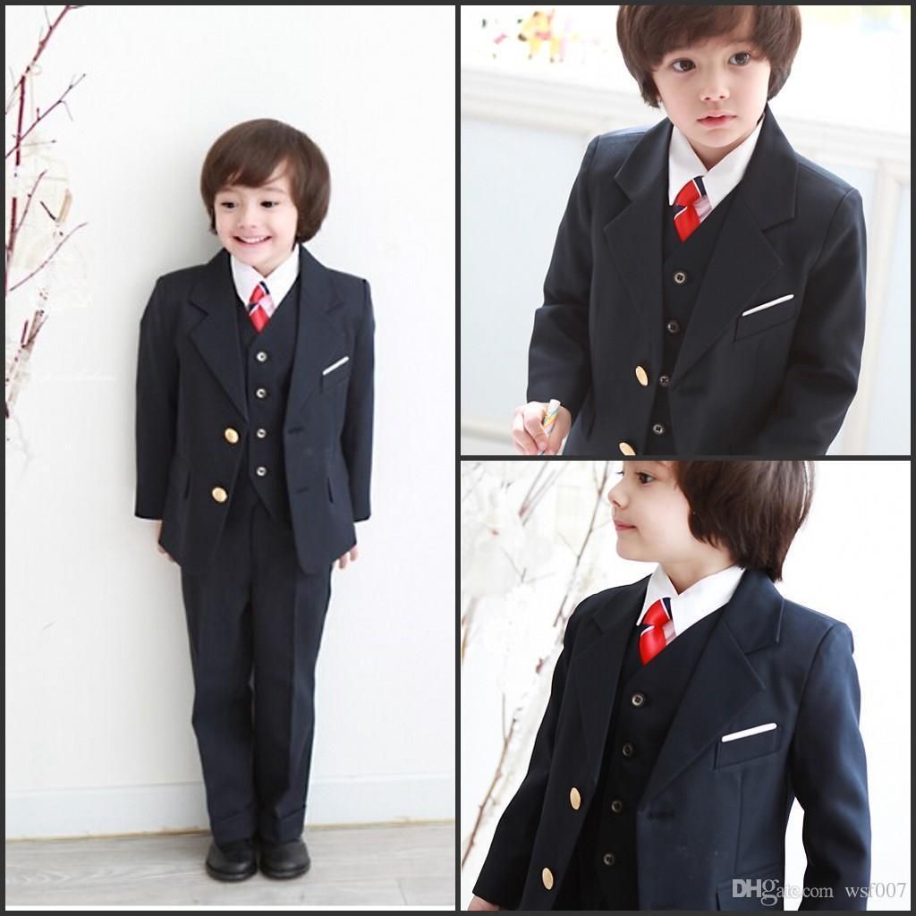 Acquista Blu Immagine Reale Tre Pezzi Classico Bel Ragazzo Abito