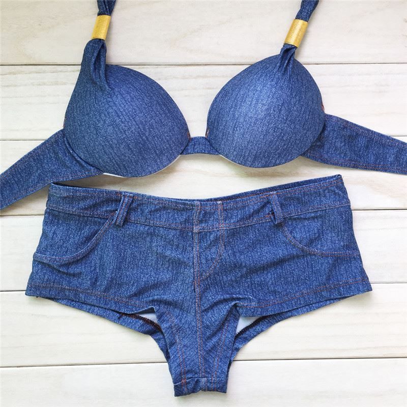 denim bathing suit