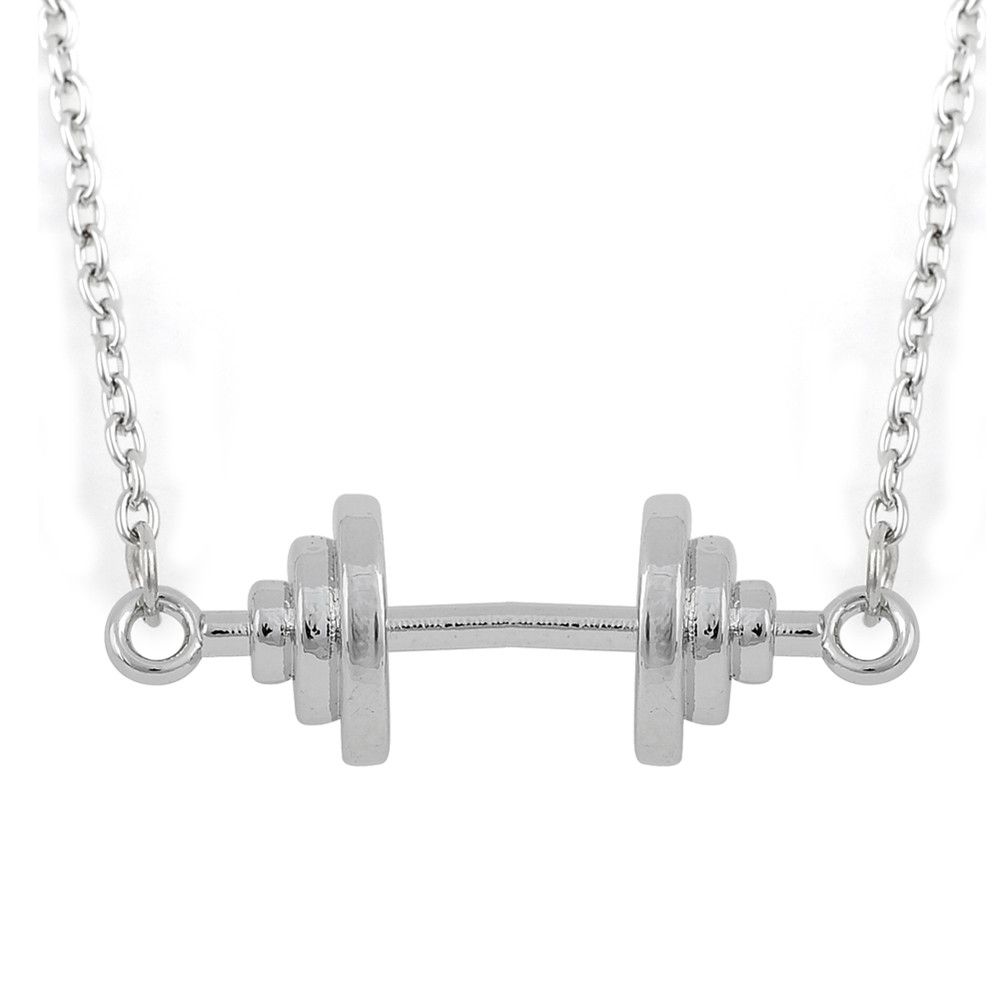 2020 Rhodium Plated Gym Jewelry Fitness Barbell Charms Weightlifting