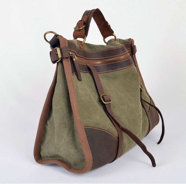 Vintage Retro Military Canvas Leather Men Travel Bags Men Weekend ...