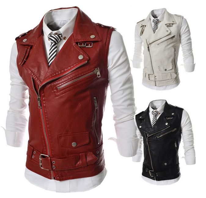 Compra El Chaleco De Cuero Caliente De Los Hombres De La Venta Más La  Chaqueta Sin Mangas Inclinada Del Chaleco De La PU De La Motocicleta Del  Mens Del Diseño De La