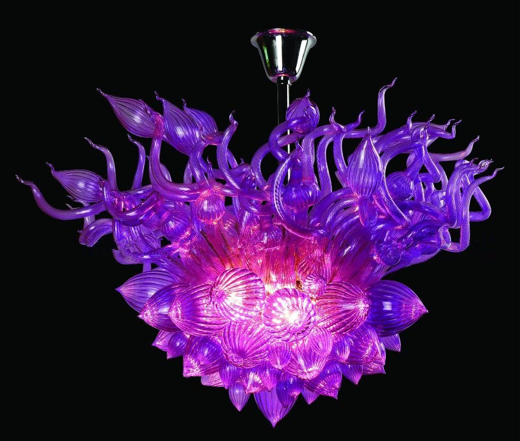 Großhandel Luxus Lila Farbe Blume Lampe Hoch Hängende Led Unterputz Kronleuchter Mundgeblasenem Glas Kronleuchter Beleuchtung Von Longreecraft
