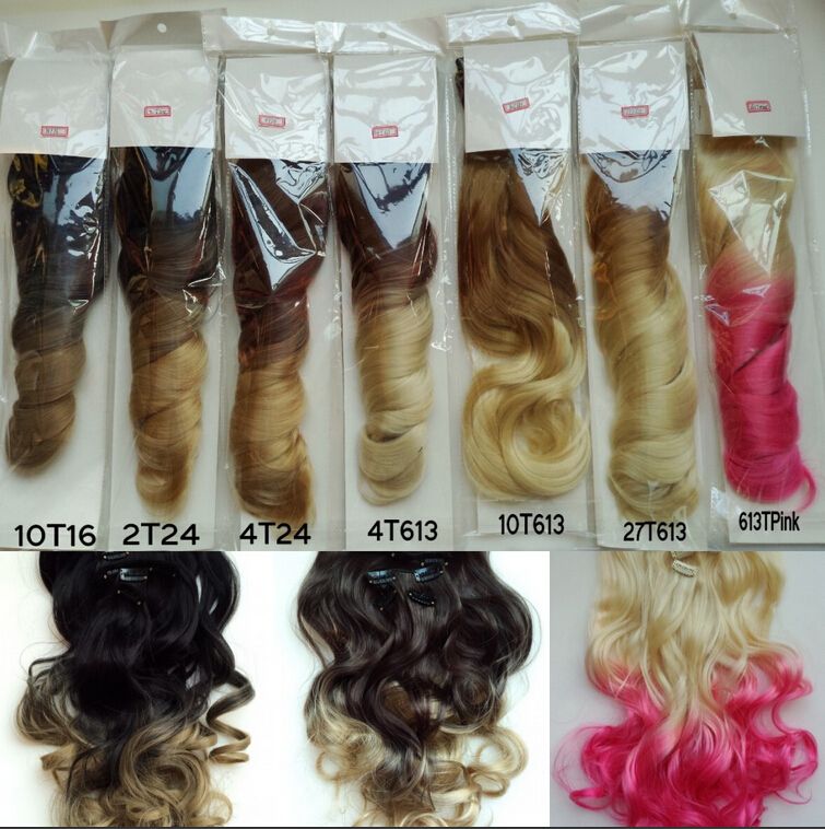 Ombre Hair Curly Wavy Extensions Colorful Hair Clip In Hair