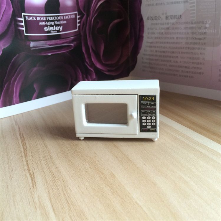 White Wood Micro Oven Miniature Model For 1 12 Scale Doll House Decoration New