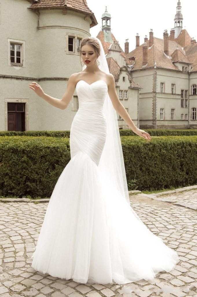 simple white mermaid wedding dresses