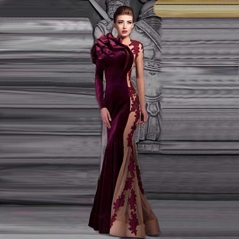 evening dress with ruffles